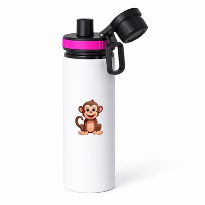 Hacebo® - Apen waterfles met draaidop roze - Aap - Dieren liefhebbers - Dierentuin - dieren - water fles - 850ML