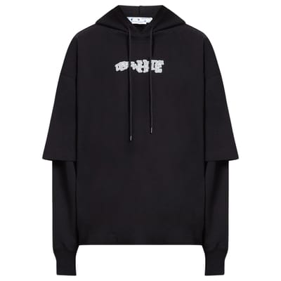 Gebroken witte Carlos Type Double Tee zwarte hoodie