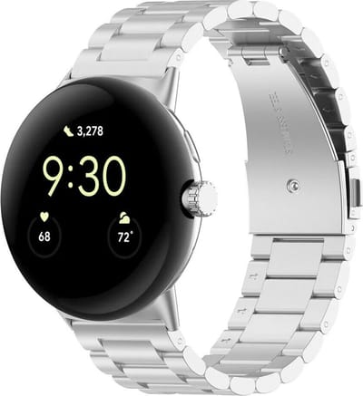 Strap-it Stalen schakel bandje geschikt voor Google Pixel Watch 5 (45 mm) / 4 (45 mm) / 3 (45 mm) - Zilver