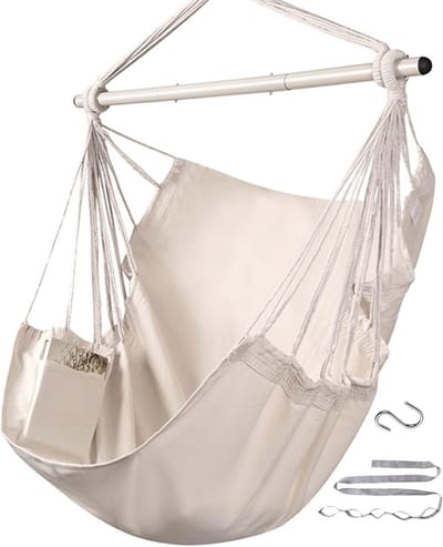 Hangstoel Swing voor Binnen en Buiten - Draagkracht 500 lb - 129 cm - Eenvoudige Installatie