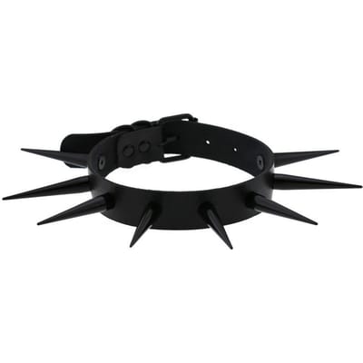Collier Choker Punk à Longues Pointes Rouges Clous Rivets Chocker Collier pour Femmes Hommes Mode Gothique Bijoux Accessoires Métalliques Gothiques black