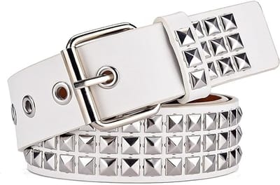 Riem - Metal Punk Rock Studded Riem - Unisex - Grommet Pyramid Gothic Studded Riem - Wit Verstelbaar