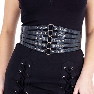 Dailygoods- Stud Riem Veganistisch Leer - Zwart - Eén Maat - Duurzaam - Stijlvol - Ideaal voor Feestjes/Cosplay