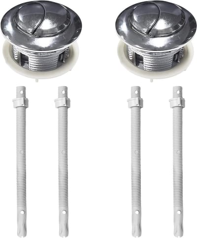 2x Universele WC Spoelknop Dubbel/Enkel - Toilet Reparatie Onderdelen met Ronde Kop - Zilver