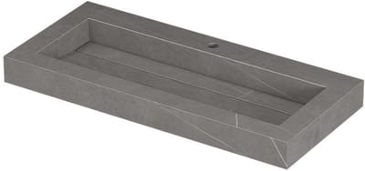 INK Pitch Wastafel Keramische Slab Centraal met Drain en Front en Side Skirts 1 Kraangat - 1000x450x90 mm - Armani Grey Mat