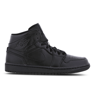 Jordan 1 Mid Sneakers Heren - Zwart - Maat 47.5 - Leer, Synthetisch
