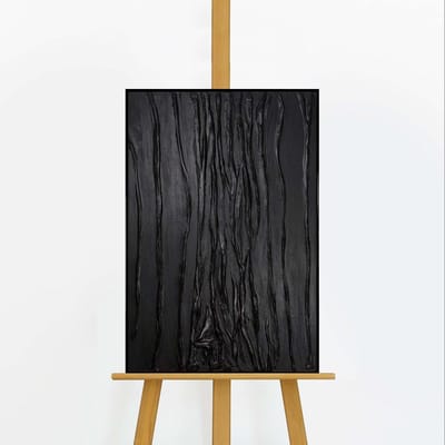 YS Schilderij - Handgeschilderd canvas schilderij - Wanddecoratie moderne Kunst - zwart - Minimalistisch - Muurdecoratie woonkamer - Slaapkamer decoratie - Kamer accessoires - schilderij Modern - abstracte schilderijen canvas Black 60x40