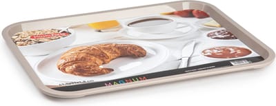 Plasticforte dienblad/serveerblad - Kunststof - 41 x 31 cm - taupe - kopjes en glazen tray - keuken