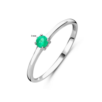 Gerhodineerd Zilver Ring Met Geboortesteen Smaragd Mei 1337055