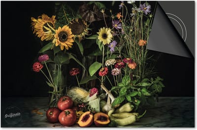 Inductie beschermer 60x60 - afdekplaat inductie mat - Dietrix Kookplaat beschermer - Exclusief - Groente en Fruit - Bloemen en fruit vintagelook