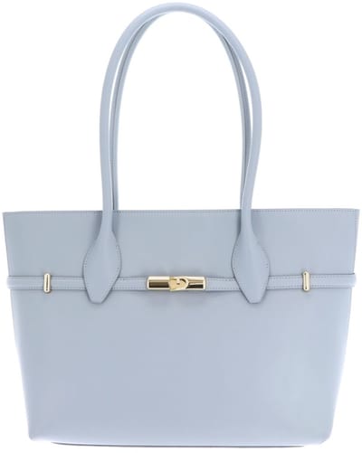 FURLA Leren Shopper Goccia Tote Bag Nuvola Lichtblauw