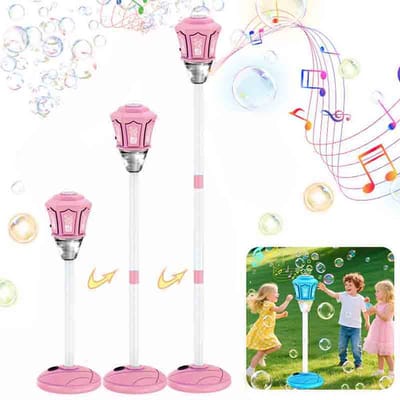 Straatlantaarn bellenblaasmachine - met licht en muziek, oplaadbaar buitenspeelgoed voor kinderen en volwassenen, bellenblazer met toverstaf, ideaal als verjaardags- of kerstcadeau voor peuters en tieners