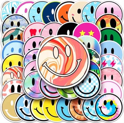 CHPN - Stickers - Smiley stickers - Smiley - Smile - Blije stickers - 50stuks - Stickers - Coole stickers - Laptopstickers - Cadeau