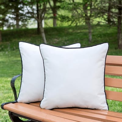 Set van 2 Waterdichte Buiten Kussenhoezen voor Decoratieve Witte Vierkante Kussens - Ideaal voor Sofa en Tent (45x45cm)