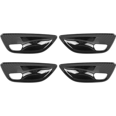 4 stuks ABS Interieur Deurkom Afdekking Sierlijst in Koolstofvezel Stijl voor BMW 5 Serie F10 2011 2016 black