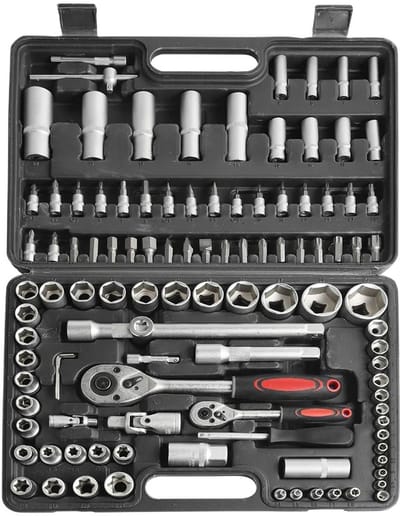 Innovastore Gereedschapset - Ratel Dopsleutel Set - Toolbox - Gereedschapkist gevuld - Ratelset - Combokit - 108 Stuks - Zwart