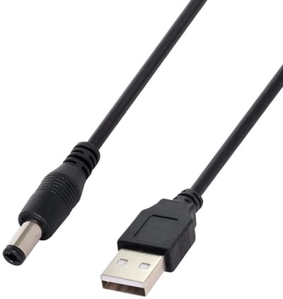DrPhone DC-Core USB-naar-DC 5V Oplaadkabel – USB A Male naar 5,5 x 2,5 mm DC Plug kabel