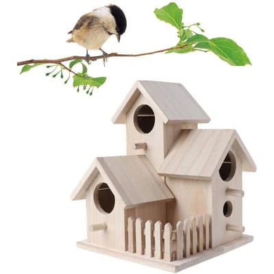 Houten Vogelhuisje Hek Vogelhuisje Hangende Decoratie Praktisch Vogelnest Houten Doos beige