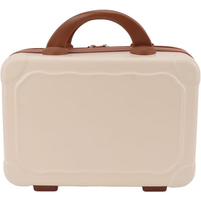 14in Cosmetische Doos Koffer Ontwerp Vintage Rits Grote Capaciteit Draagbare ABS Make-up Tas voor Vrouwen beige