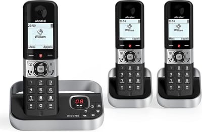 Draadloze telefoon met antwoordapparaat en oproepblokkering - 3 handsets in Grijs