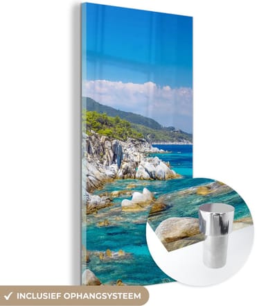 MuchoWow® Glasschilderij 20x40 cm - Schilderij acrylglas - Zee - Zomer - Tropisch - Foto op glas - Schilderijen - Portret van de zomer