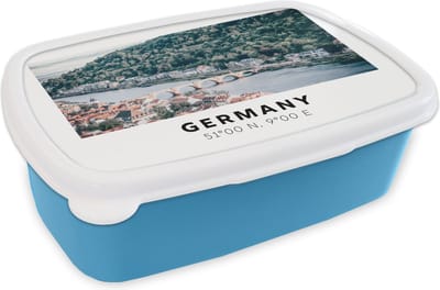Broodtrommel Blauw - Lunchbox - Brooddoos - Duitsland - Heidelberg - Water - 18x12x6 cm - Kinderen - Jongen