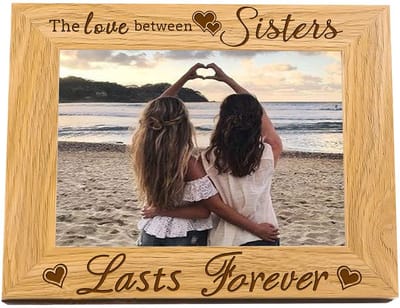 15x10cm Love Between Sisters Fotolijst Hangen/Tafelblad Houten Fotolijst Rechthoek Frame met De Liefde Tussen Zusters Blijft Voor Altijd Woorden (Horizontaal)