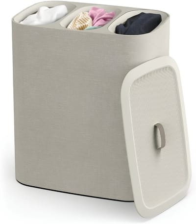 SP® Wasmand - 3L - Wasmand Met Deksel - Wassorteerder - Beige - 40cm x 60cm x 71cm