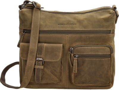 Hide & Stitches Idaho Crossbody Schoudertas - 100% Leder - Leren Dames Tas - Olijfgroen