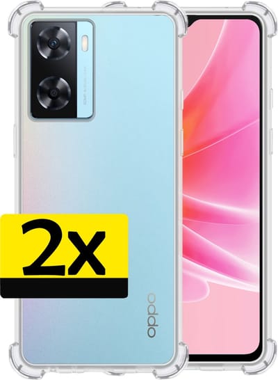 Hoesje - 2 Stuks - Geschikt voor OPPO A57s - Sterk & Shockproof - Siliconen Case - Back Cover - Telefoon Hoes Shock Proof - Telefoonhoesjes - Transparant