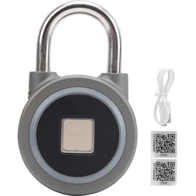 Vingerafdruk Draadloos Bluetooth Slot Slimme Hangslot Sleutelloos AntiDiefstal Veiligheid Deur Gereedschap IP65 voor Tas lichtgrijze kleur