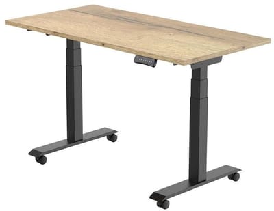 Euroseats Elektrisch Bureau - verstelbaar, opklapbaar en verrijdbaar - 180x80 cm - Zwart frame - Natuur eik