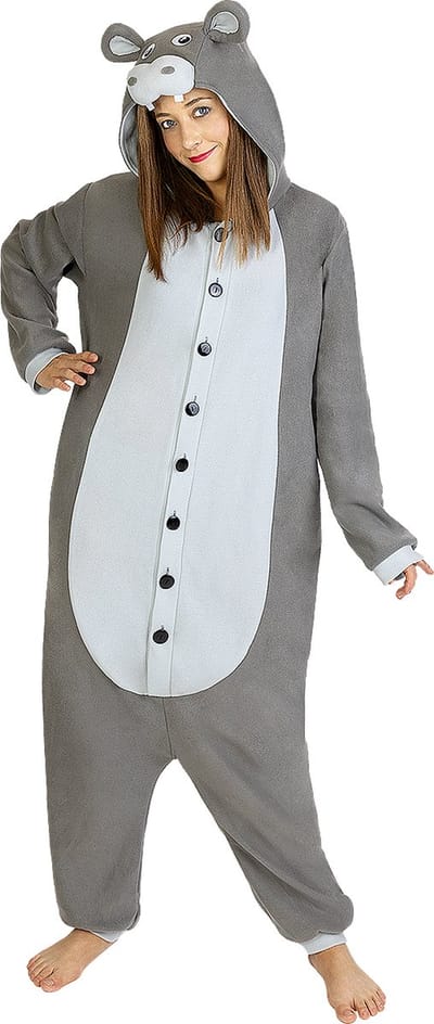 FUNIDELIA Nijlpaard Kostuum - Nijlpaard Onesie voor mannen en vrouwen - Maat: S-M