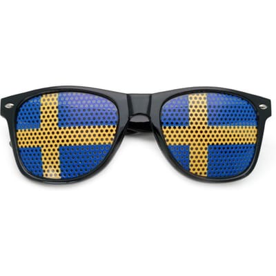 Nieuwe unisex zonnebrillen in vlagstijl voor dames en heren. Decoratieve brillenmonturen voor feestjes. Zonnebrillen met 42 landenmotief. MULTI blue
