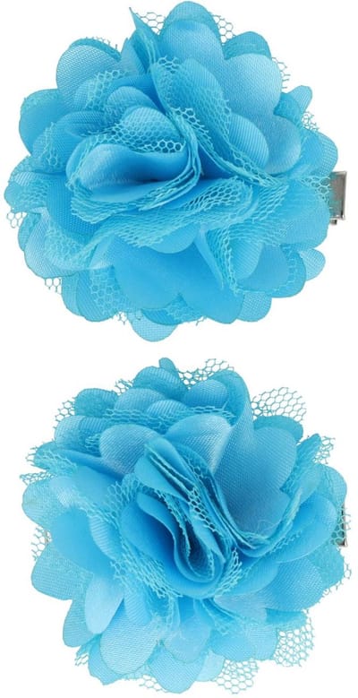 Haarsoires Haarspeld Duckklem 5cm – Haarbloem - Aqua Blauw - Set van 2 - Sterke Haarclip voor Styling & Dagelijks Gebruik - Hair Clip - Decoratieve Haaraccessoire