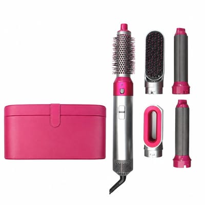5-in-1 Warmluftstyler - 1000 W - Trocknen Locken Glätten - Runde Keramik-Heizfläche - Etui-Verpackung