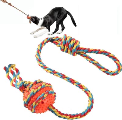 Hondentouw Speelgoed - Kauwspeelgoed Hond - Touwtrekken en Tandenpoetsen - Zwaar Belastbaar Katoen - 2 stuks - Oranje
