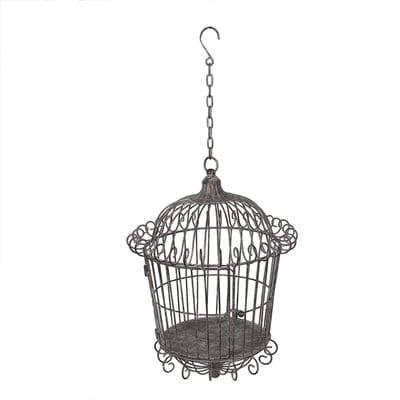 Clayre & Eef Vogelkooi Decoratie Ø 36x47 cm Bruin Grijs Metaal