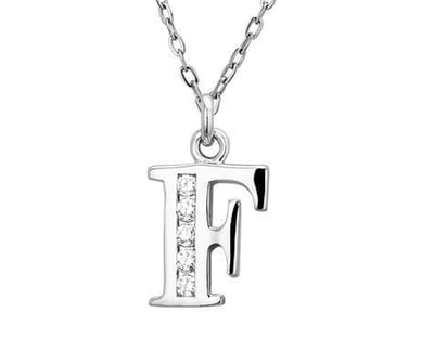 Montebello Ketting Letter F - Zilver Gerhod. - Alfabet - 10x20mm - 45cm
