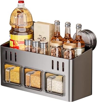 Kruidenrek - Keuken Organizer - Keuken Opbergen - Dubbellaags Ontwerp - 16x22x16 cm - Zilver