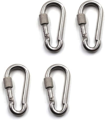 RVS klimcarabiner met schroefsluiting, veilig en duurzaam voor outdoor activiteiten en klimmen