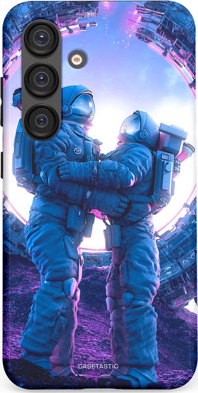 Casetastic Hoesje Geschikt voor Samsung S25 - Stijlvolle Beschermende Duo-layer Case - Ruimtereis vol liefde