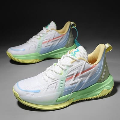 Spongebob Basketbalschoenen voor Heren en Dames met Lage Schacht Ademend Antislip Slijtvast Schokabsorberend Lichtgewicht Zachte Zool Student Lichtgevend 37 white