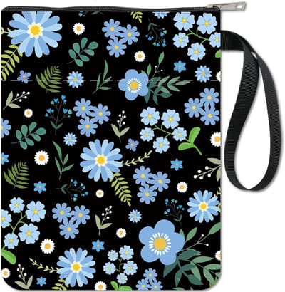 CRASPIRE Book Cover Blue Flower Book Protector Book Covers for Paperbacks Washable Fabrics Cloth Book Cover with Zipper and Extra Sleeve Pocket for Book Lovers Classmate Friend Gifts
