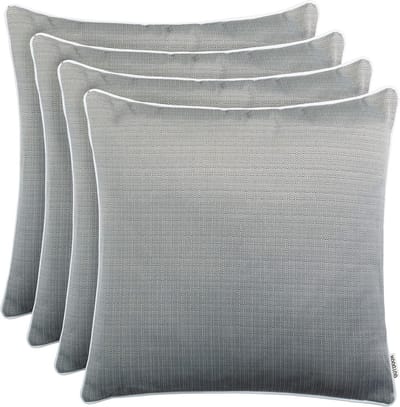 4-delige sierkussenset 45x45 cm - waterafstotend & weerbestendig - linnenlook met bies - donkergrijs