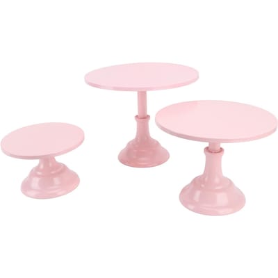 Ensemble de 3 Supports à Gâteaux Style Européen Supports à Gâteaux en Métal pour Fête de Fille Mariage Anniversaire Baby Shower L rose