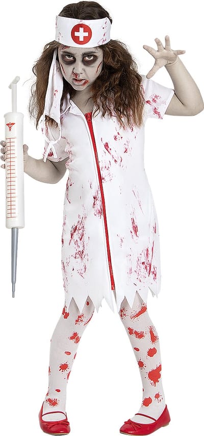 FUNIDELIA Zombie Verpleegster Kostuum voor meisjes - Maat: 107 - 113 cm