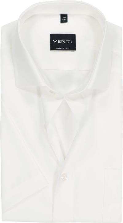 VENTI CASA MODA comfort fit overhemd - korte mouw - structuur - offwhite - Strijkvrij - Boordmaat: 40 (EU maat: M)