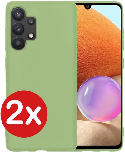 Hoesje - 2 Stuks - Geschikt voor Samsung Galaxy A32 4G - Sterk & Shockproof - Telefoonhoes - Back Cover - Case Siliconen - Telefoon Hoes - Groen
