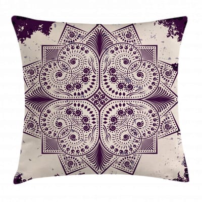 ABAKUHAUS Mandala-kussenhoes – 40x40 cm – Tweezijdig bedrukt, wasbaar, donkerviolet